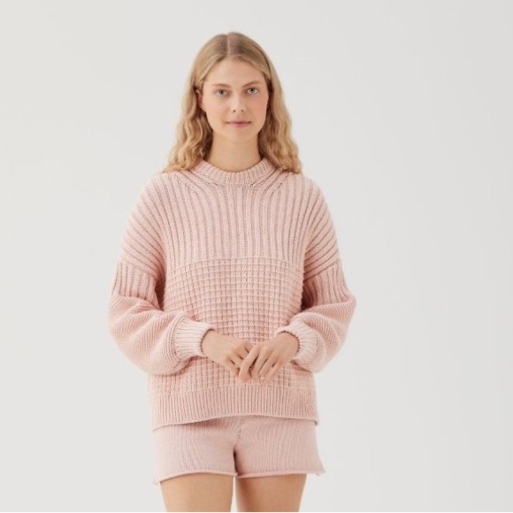 Knotty Ones Delčia Pink Knit Sweater 100% Cotton